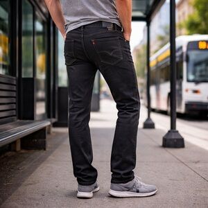 Levi’s 511 Slim Fit Black Jeans Men’s 36x32 Stretch Denim Classic Dark Wash